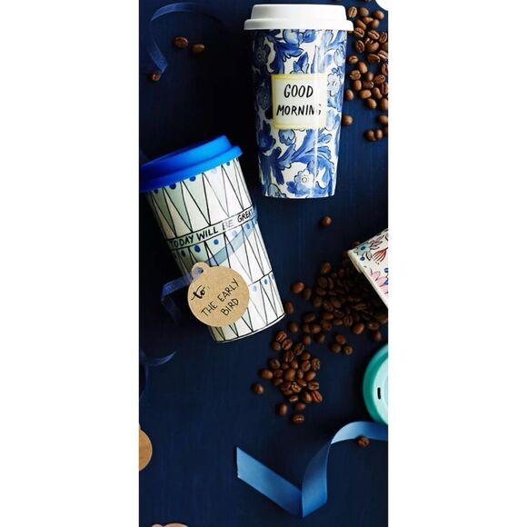 Anthropology Molly Hatch  Sweet Salutation Travel Mug “ Good Morning “ NWOB - Picture 3 of 7